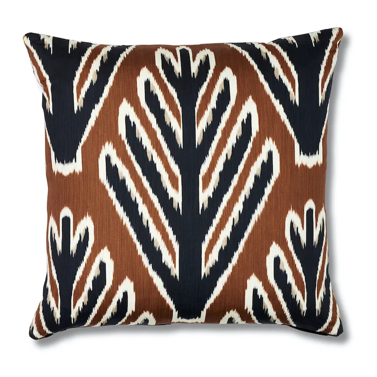 Schumacher Jokhang Tiger Velvet Pillow in Brown & Black