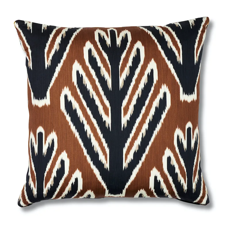 Schumacher Jokhang Tiger Velvet Pillow in Brown & Black