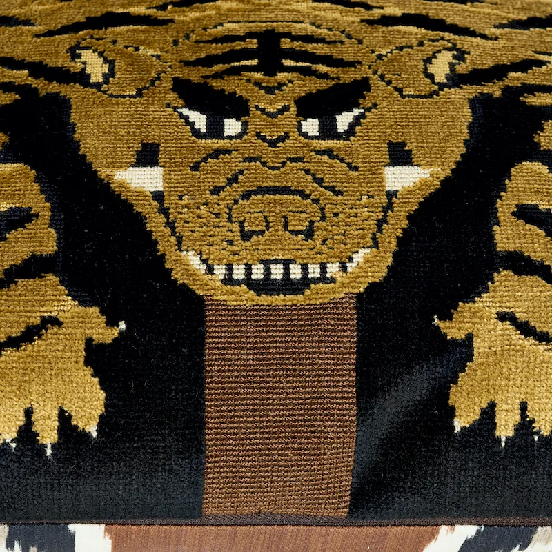 Jokhang Tiger Velvet Pillow - Brown & Black Schumacher Jokhang Tiger Velvet Pillow in Brown & Black