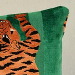 Jokhang Tiger Velvet Pillow - Green Schumacher Jokhang Tiger Velvet Pillow in Green