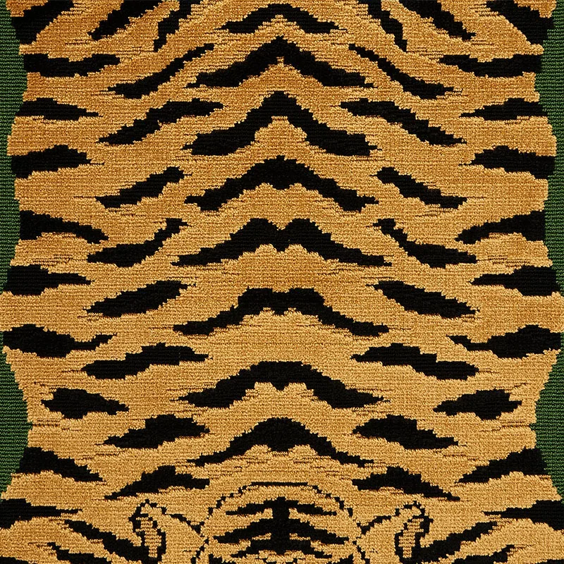 Jokhang Tiger Velvet Pillow - Peacock & Olive Schumacher Jokhang Tiger Velvet Pillow in Peacock & Olive