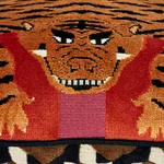 Jokhang Tiger Velvet Pillow - Red & Pink Schumacher Jokhang Tiger Velvet Pillow in Red & Pink
