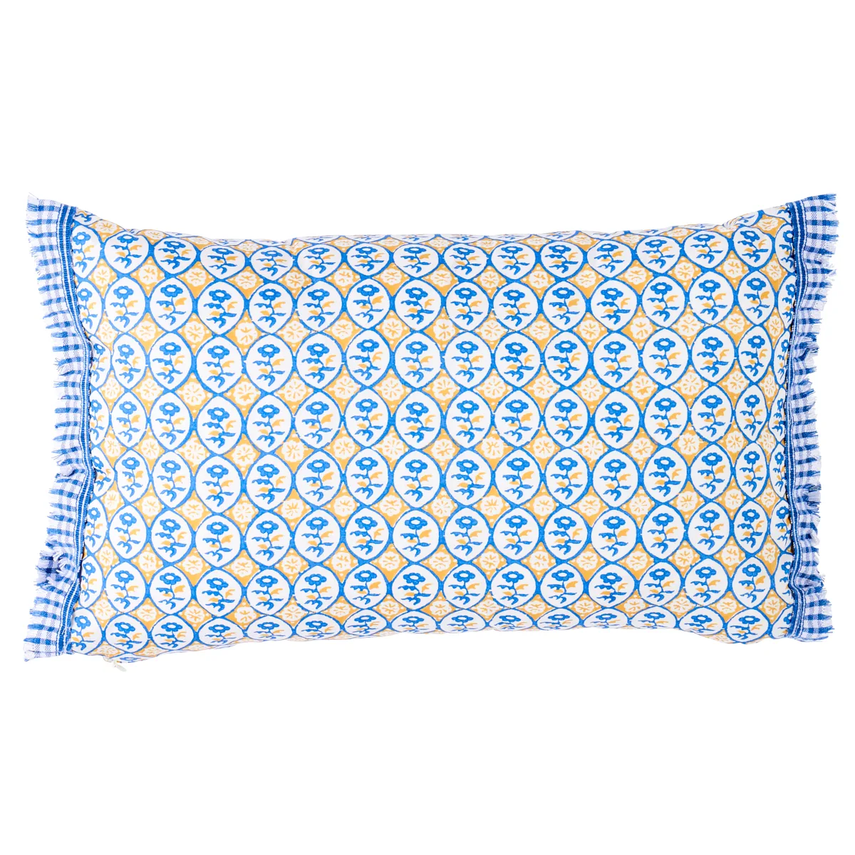 Schumacher Josiane Floral Pillow in Yellow & Blue