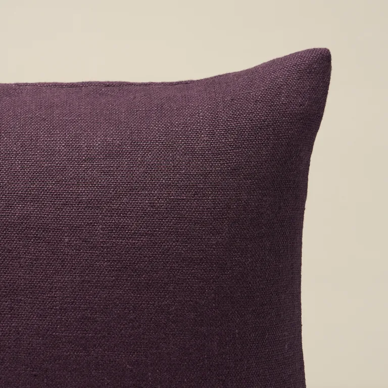 Schumacher Jumi Stonewashed Linen Pillow in Aubergine
