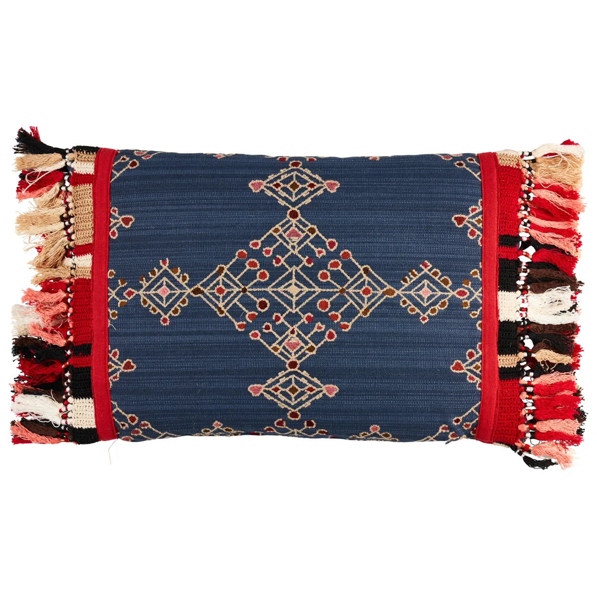 Schumacher Kalindi Embroidery Pillow in Indigo (SO8208113)