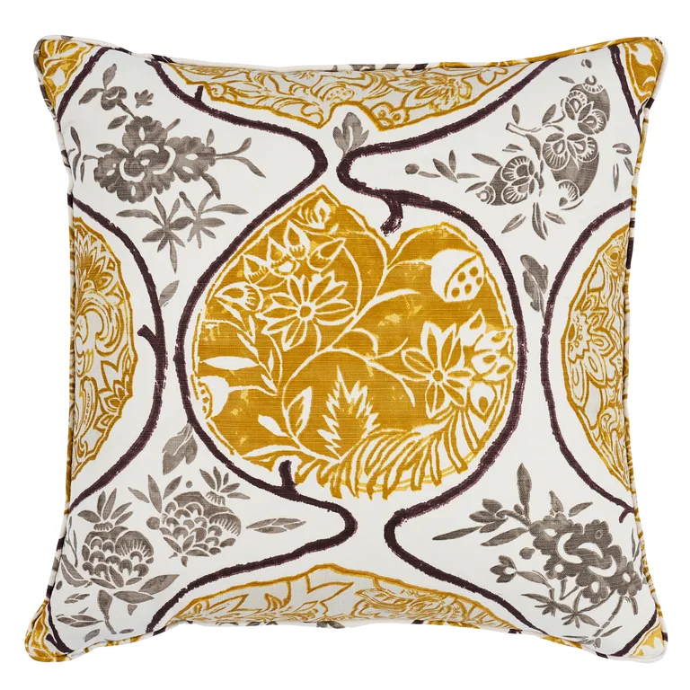 Schumacher Katsugi Pillow in Gold & Mushroom (SO262093406)