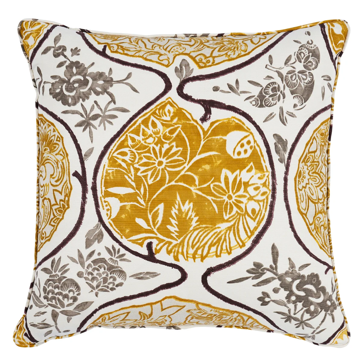 Schumacher Katsugi Pillow in Gold & Mushroom (SO262093406)