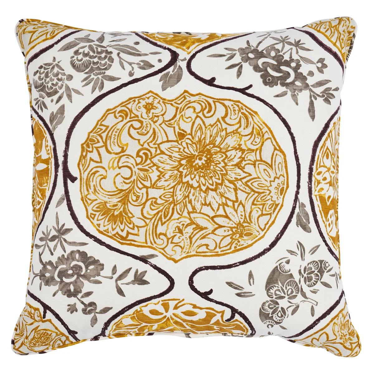 Schumacher Katsugi Pillow in Gold & Mushroom (SO262093406)