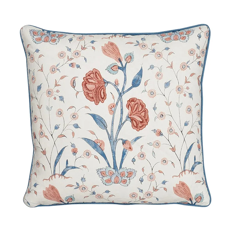 Schumacher Khilana Floral Pillow in Delft & Rose (SO17833005)