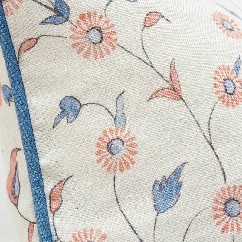 Schumacher Khilana Floral Pillow in Delft & Rose (SO17833005)