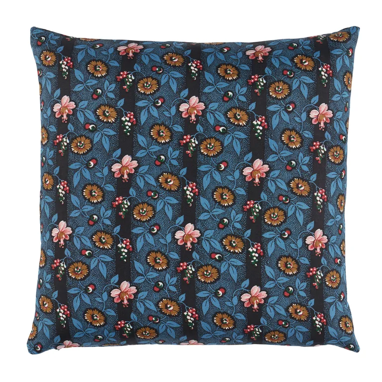 Schumacher La Rue Stripe Pillow in Midnight