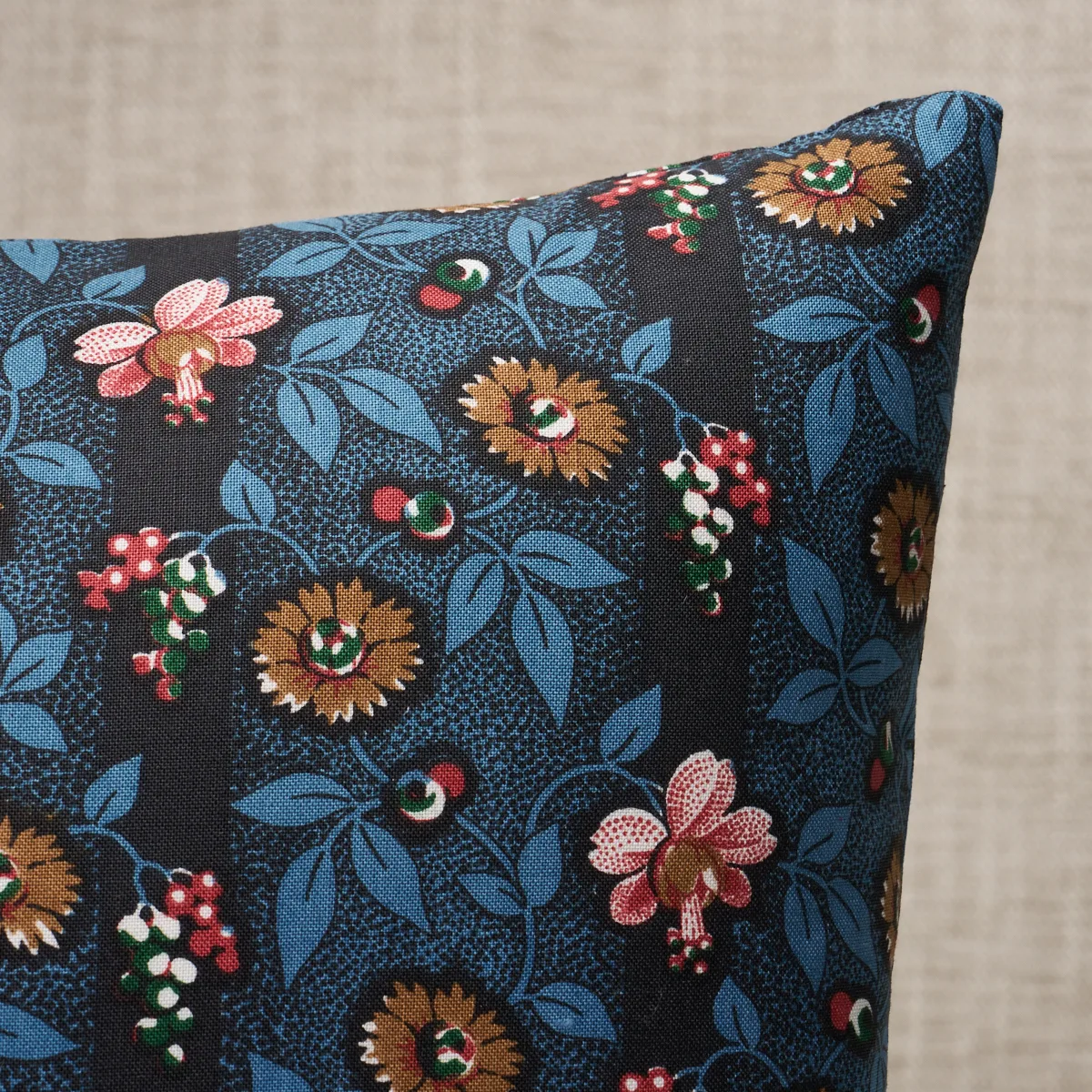 Schumacher La Rue Stripe Pillow in Midnight