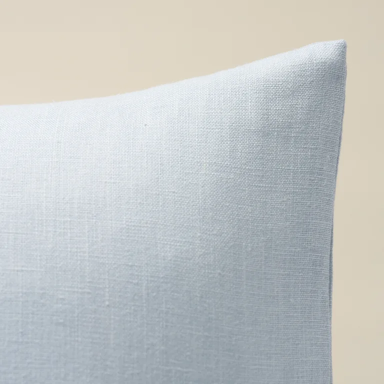 Schumacher Lange Glazed Linen Pillow in Ciel