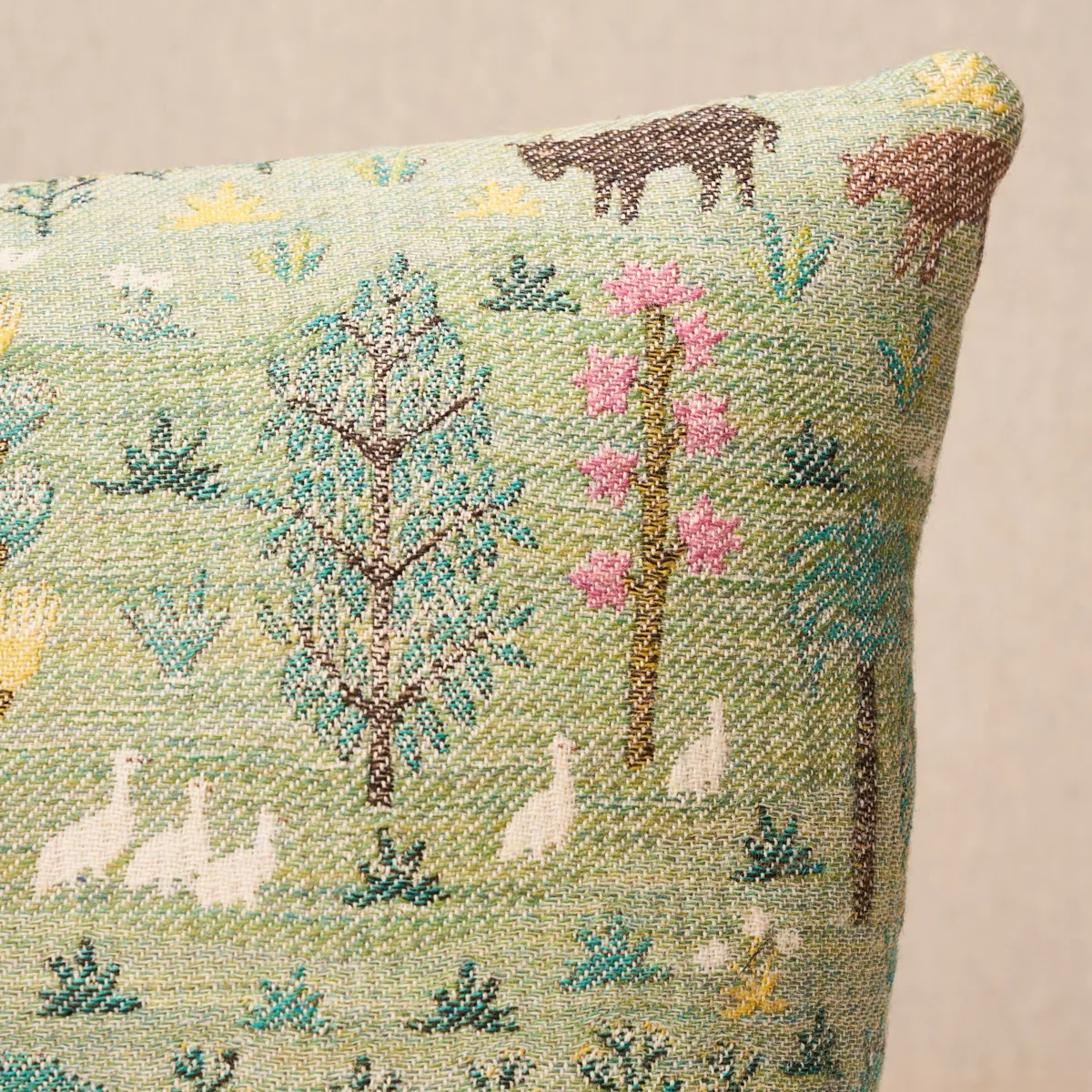 Schumacher Las Colinas Scenic Tapestry Pillow in Green (SO8196015)