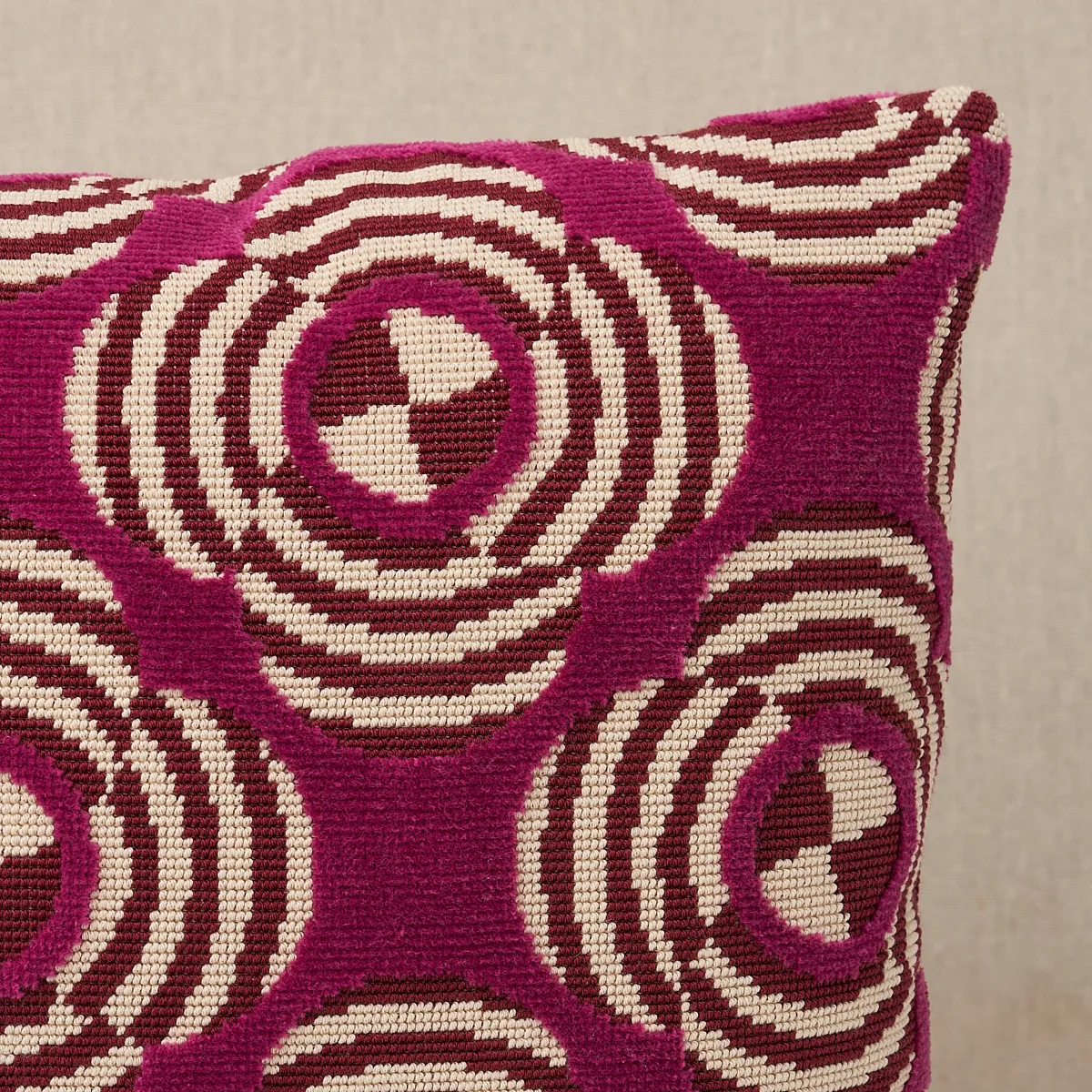 Schumacher Le Moderne Cut Velvet Pillow in Magenta (SO8226212)