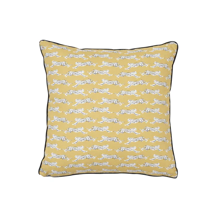 Schumacher Leaping Leopards Pillow in Yellow (SO17774003)