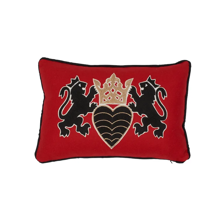 Schumacher Lionheart Applique Pillow in Black & Gold (SO7302011)