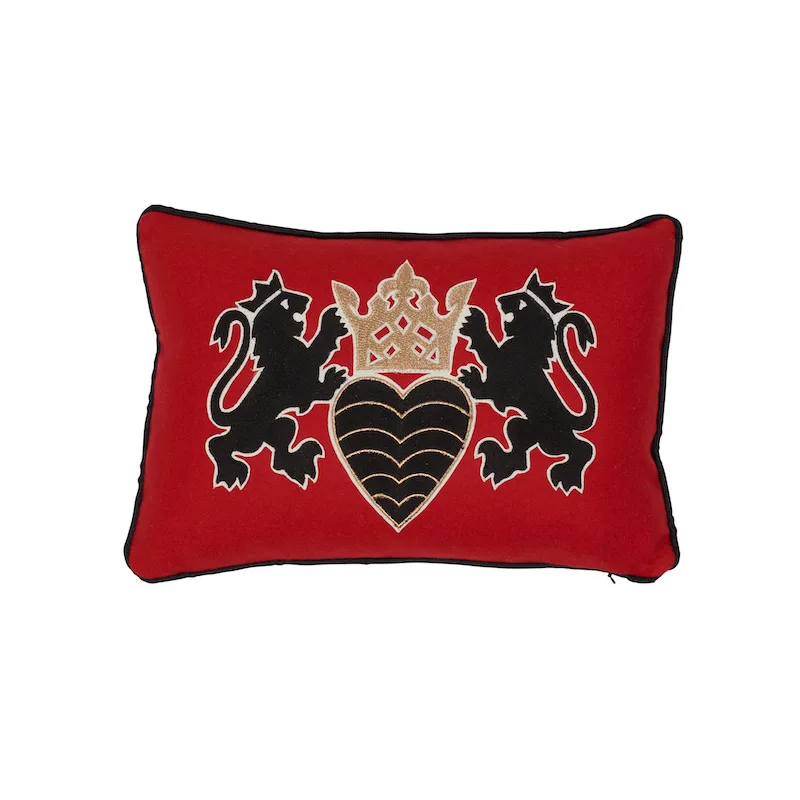 Schumacher Lionheart Applique Pillow in Black & Gold (SO7302011)