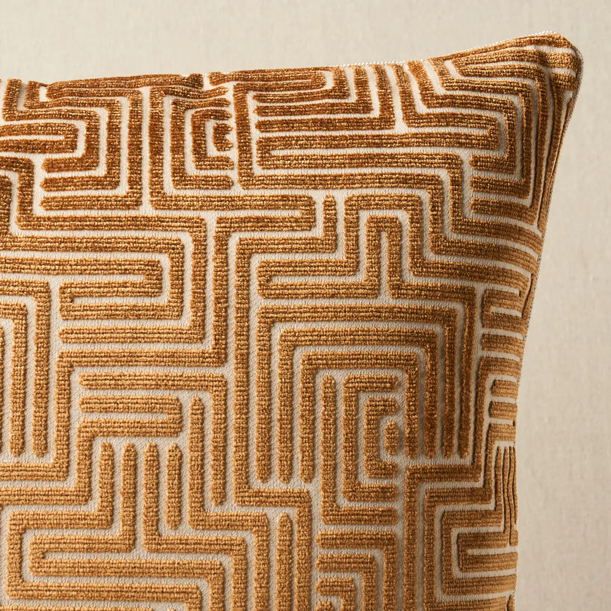 Schumacher Lisboa Velvet Pillow in Gold