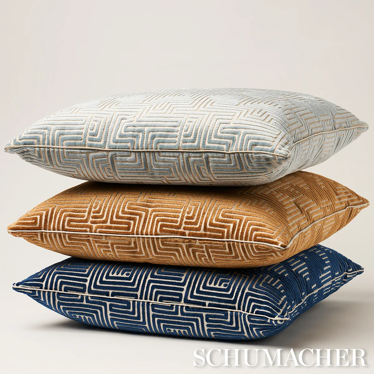 Schumacher Lisboa Velvet Pillow in Gold