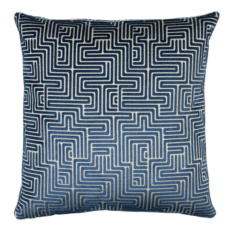 Schumacher Lisboa Velvet Pillow in Midnight Blue