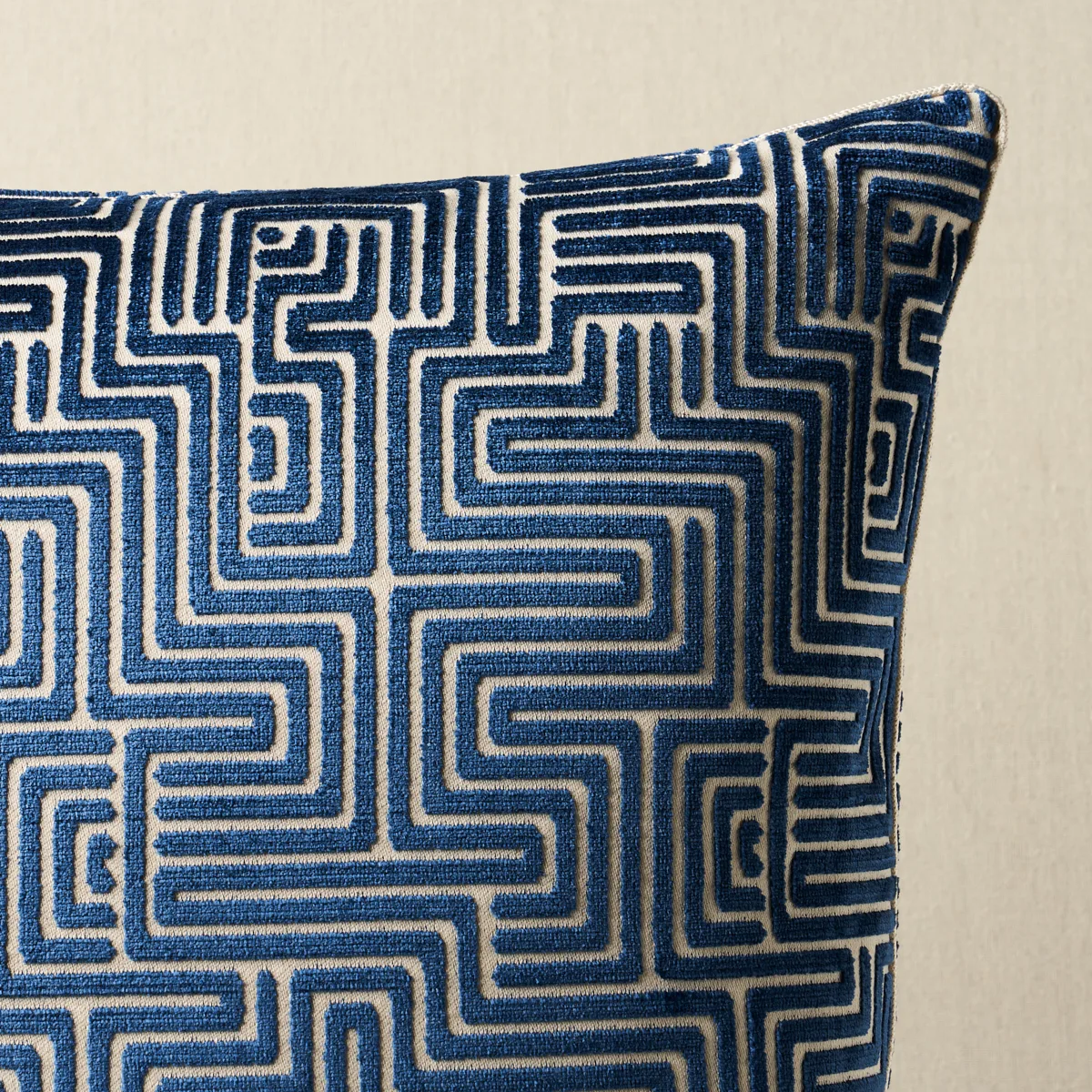 Schumacher Lisboa Velvet Pillow in Midnight Blue