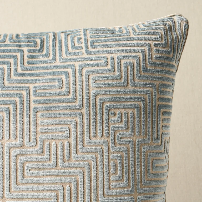 Schumacher Lisboa Velvet Pillow in Sky