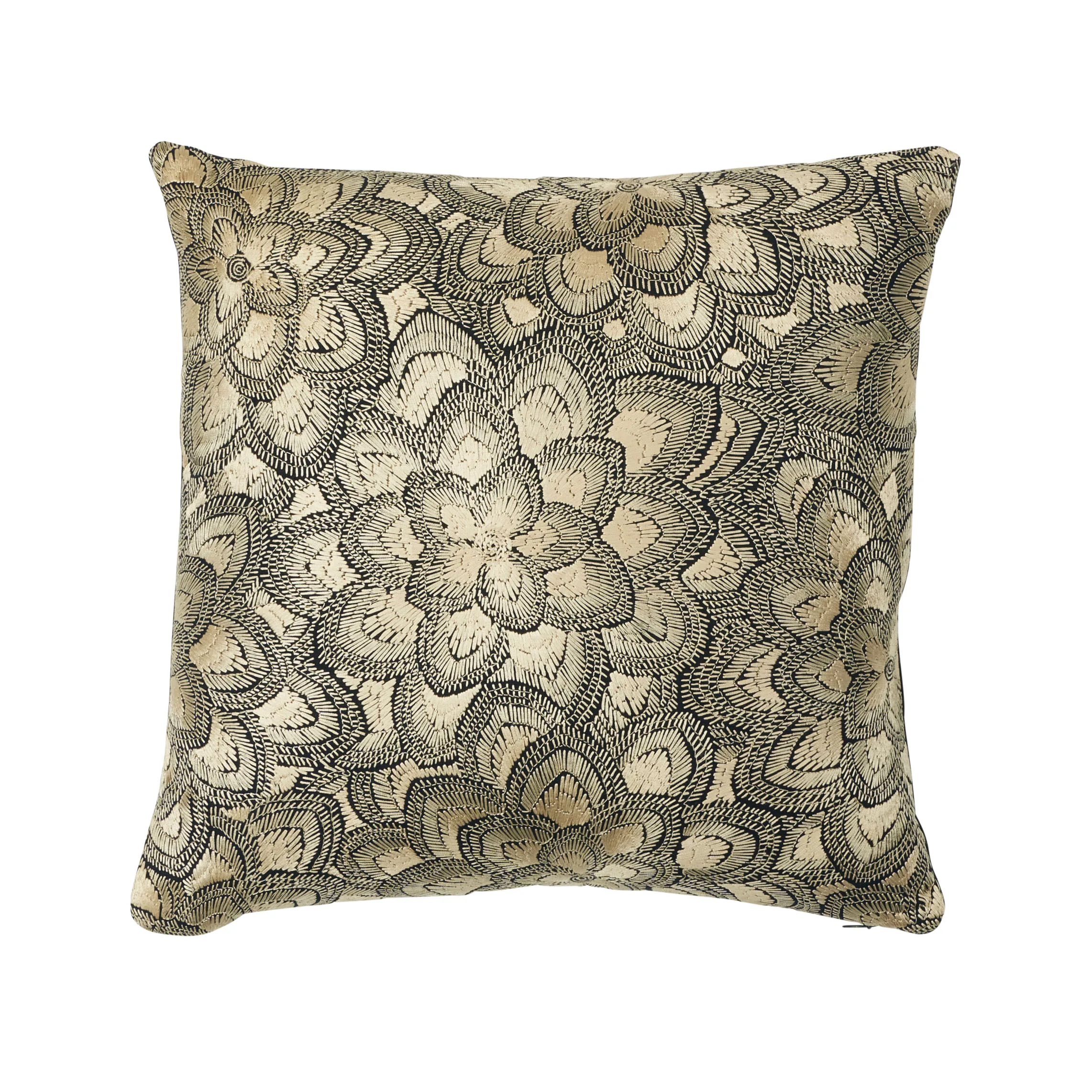 Schumacher Lotus Embroidery Pillow in Gold (SO7834004)
