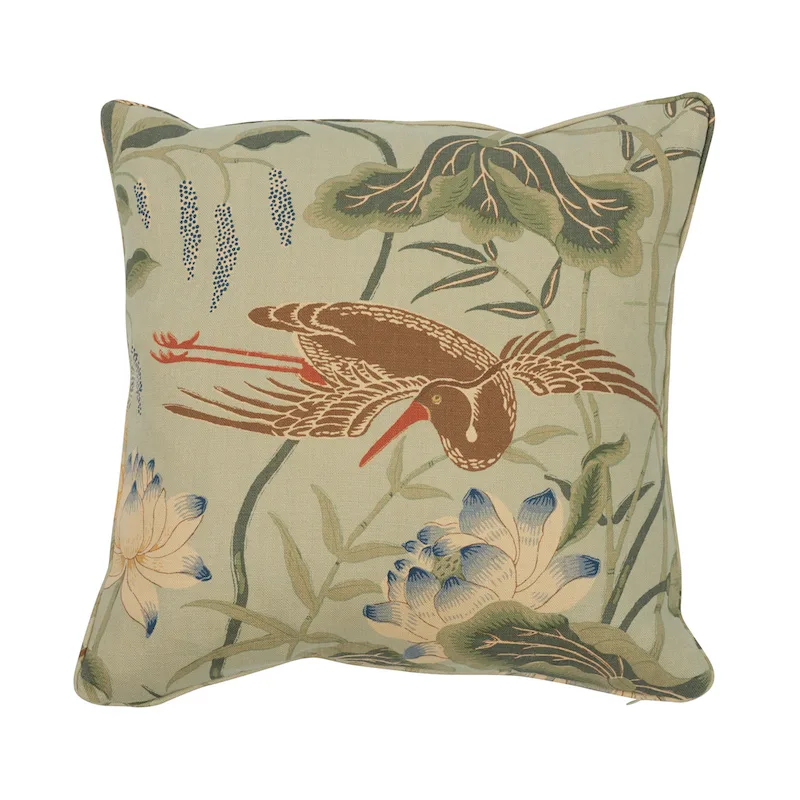 Schumacher Lotus Garden Pillow in Aqua
