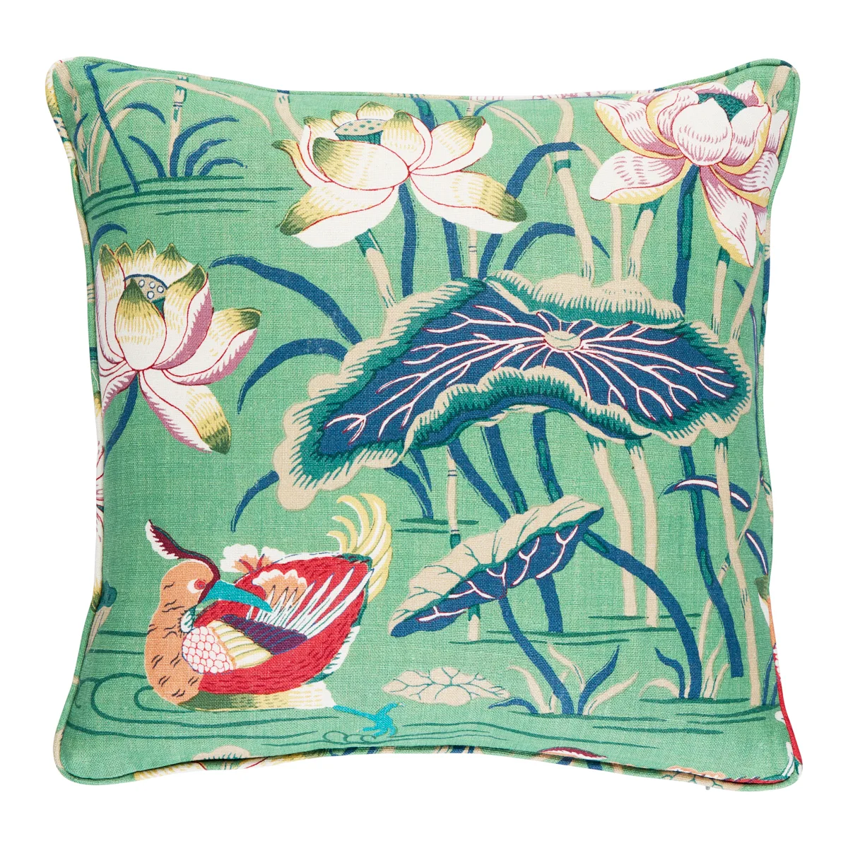 Schumacher Lotus Garden Pillow in Jade (SO17293504)