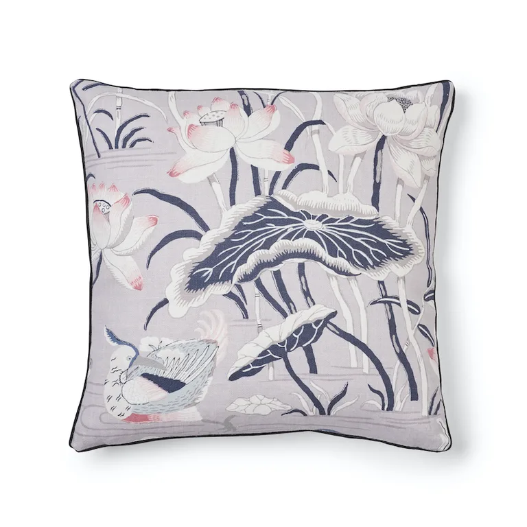 Schumacher Lotus Garden Pillow in Lilac