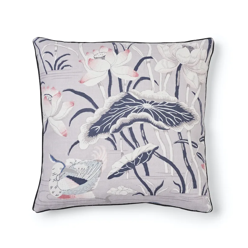 Schumacher Lotus Garden Pillow in Lilac