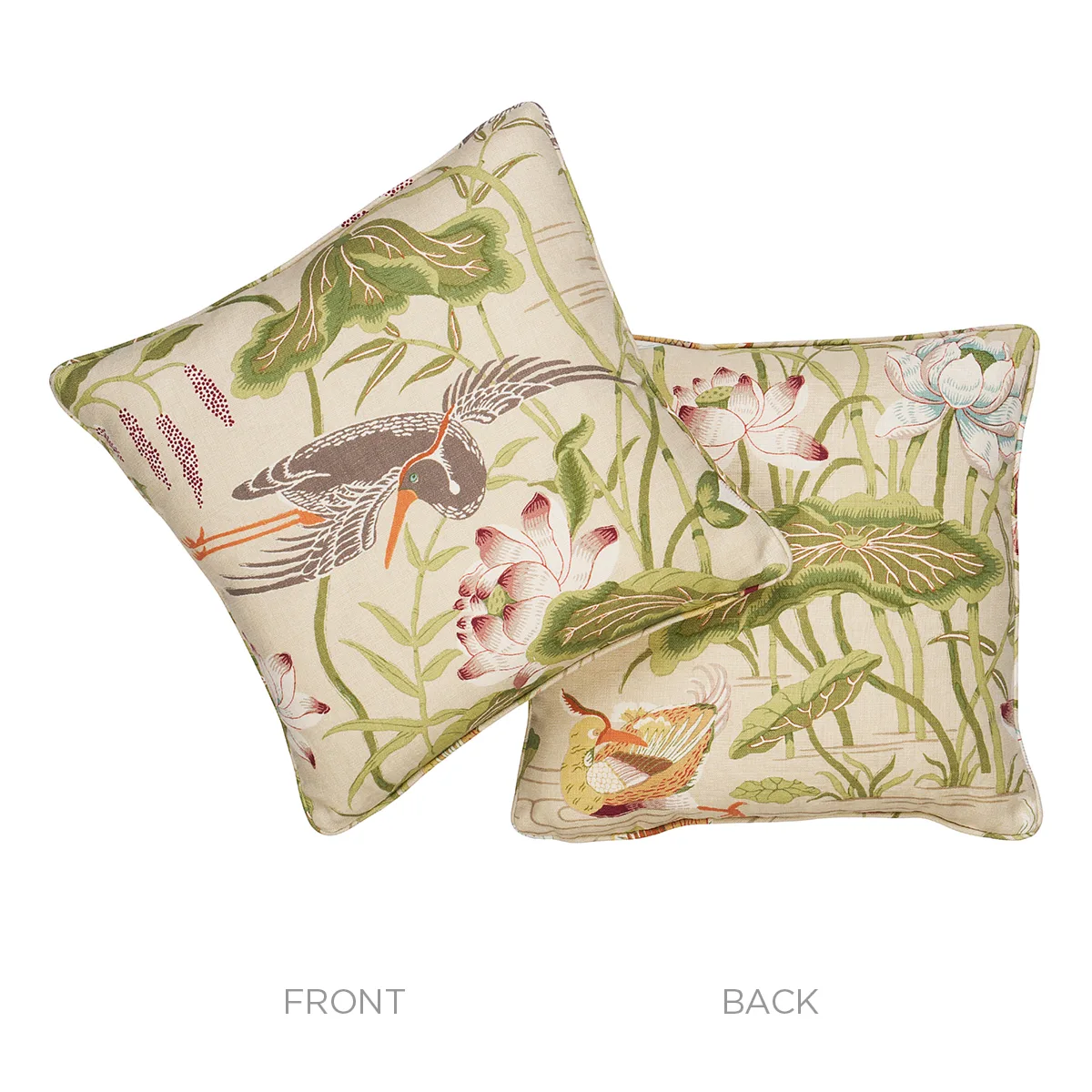 Lotus Garden Pillow - Parchment Schumacher Lotus Garden Pillow in Parchment