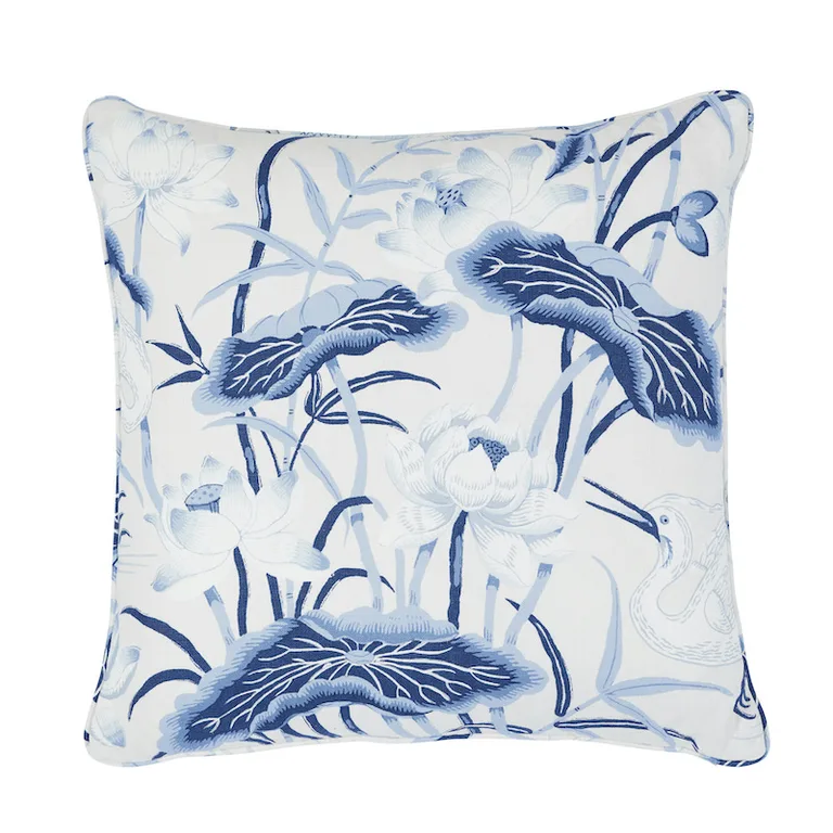 Schumacher Lotus Garden Pillow in Porcelain (SO17904206)
