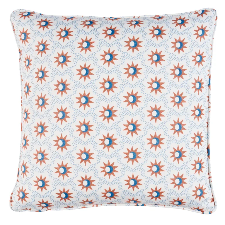 Schumacher Lucie Pillow in Clay & Blue