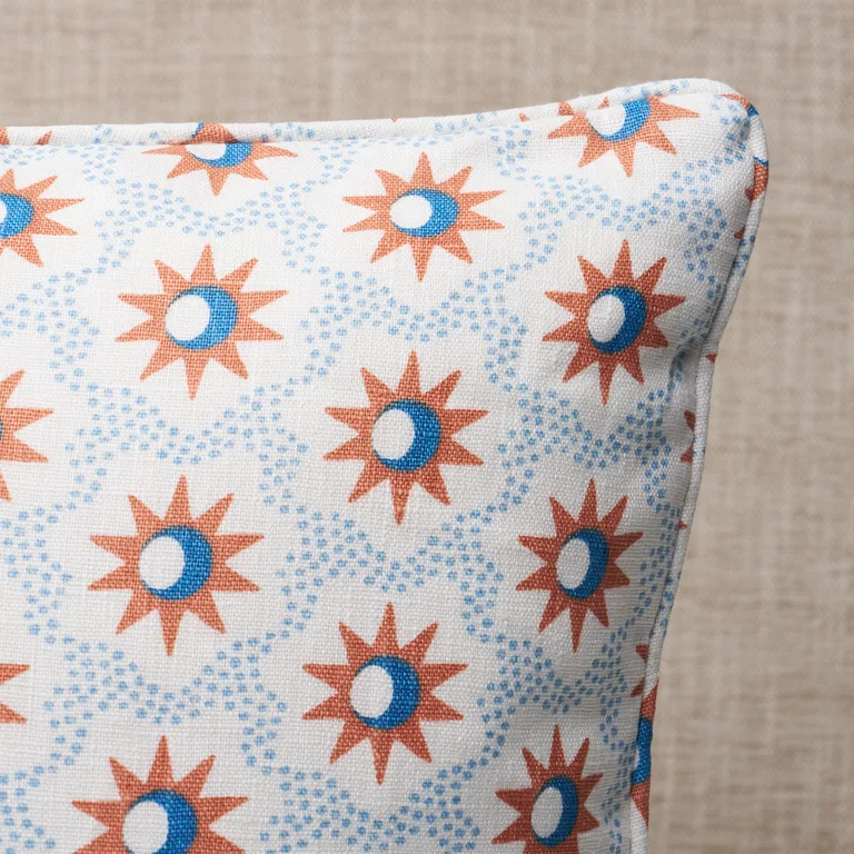 Schumacher Lucie Pillow in Clay & Blue