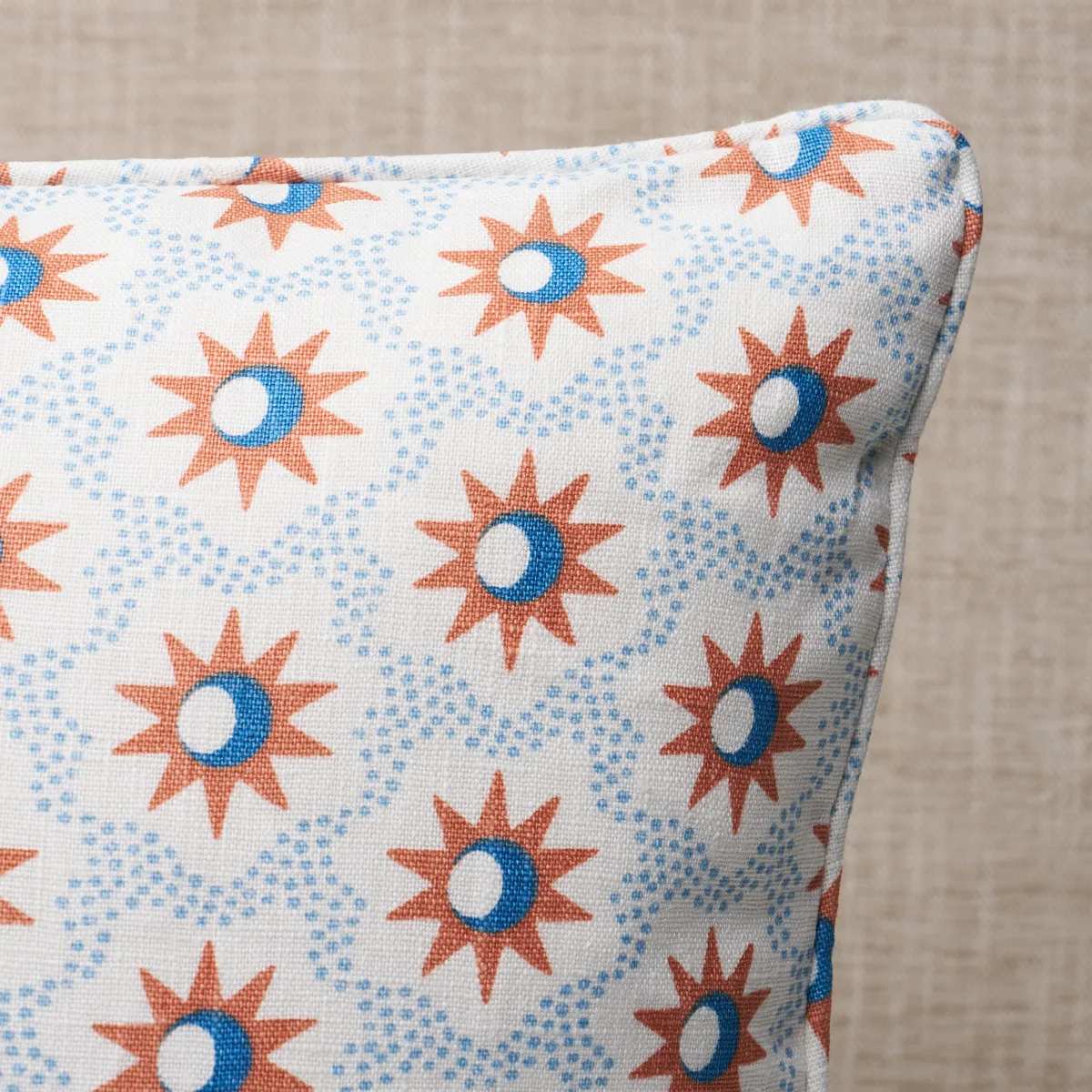 Schumacher Lucie Pillow in Clay & Blue