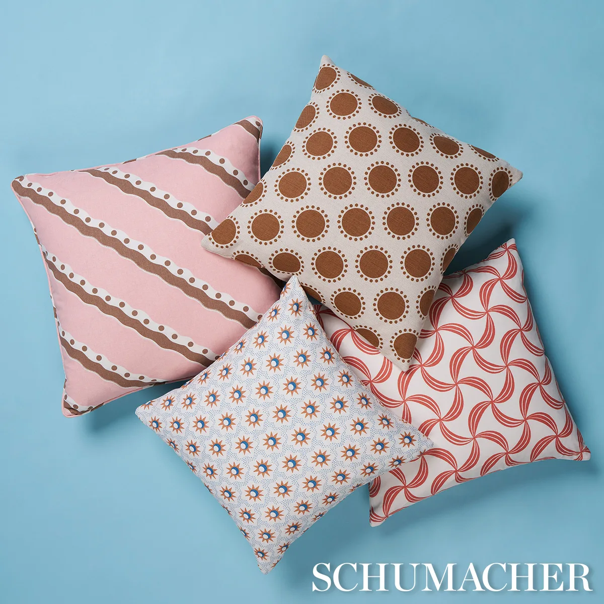 Lucie Pillow - Clay & Blue Schumacher Lucie Pillow in Clay & Blue