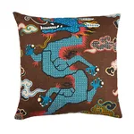 SO17859205 | Magical Ming Dragon Pillow - Brown & Blue Schumacher Magical Ming Dragon Pillow in Brown & Blue (SO17859205)