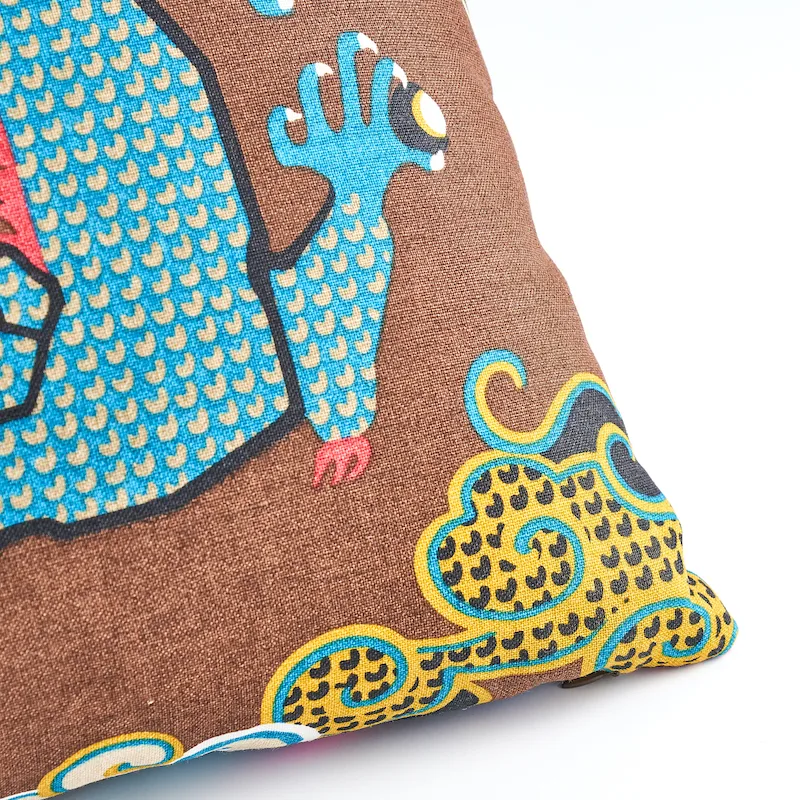 SO17859205 | Magical Ming Dragon Pillow - Brown & Blue Schumacher Magical Ming Dragon Pillow in Brown & Blue (SO17859205)