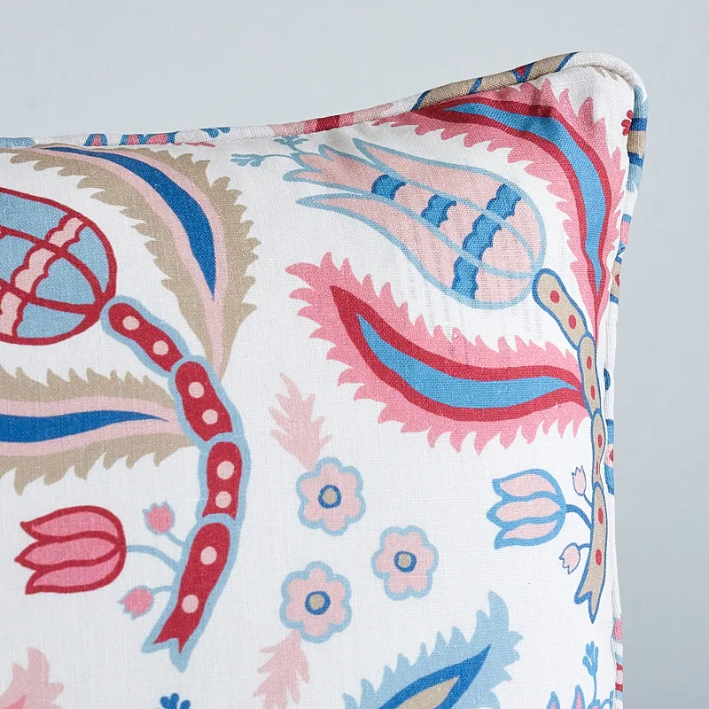 Schumacher Malabar Vine Pillow in Sky & Rose (SO17985113)