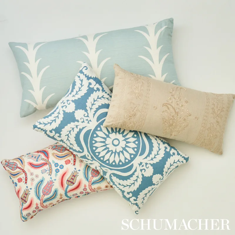 SO17985113 | Malabar Vine Pillow - Sky & Rose Schumacher Malabar Vine Pillow in Sky & Rose (SO17985113)