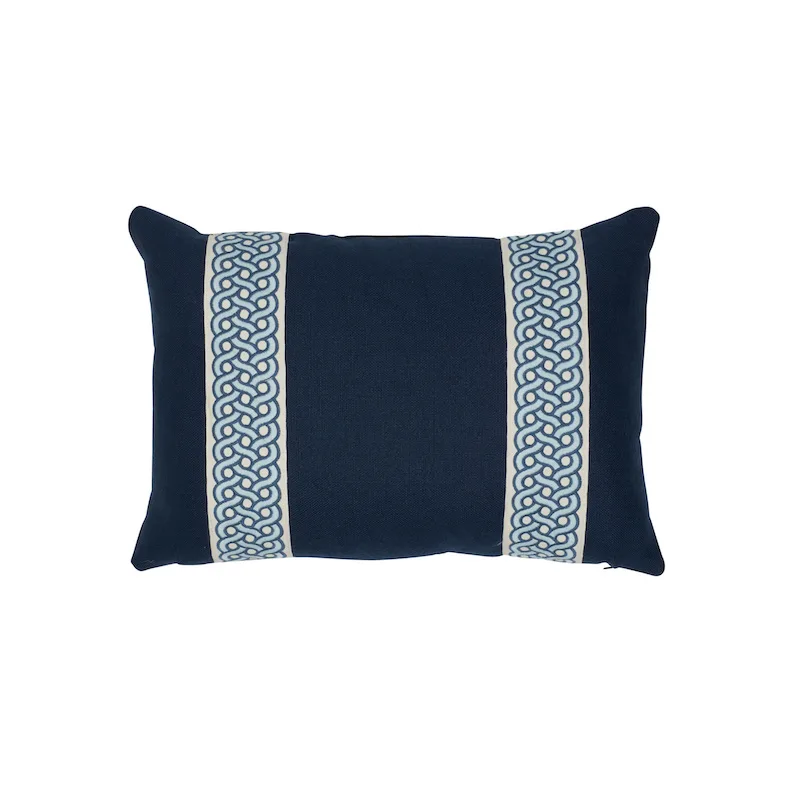 Schumacher Mandeville Pillow in Indigo and Pacific (SO7715315)
