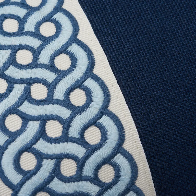 Schumacher Mandeville Pillow in Indigo and Pacific (SO7715315)