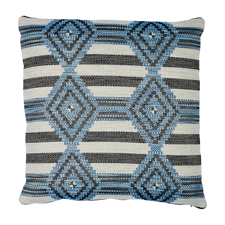 Schumacher Manta Performance Pillow in Blue & Black (SO7744206)