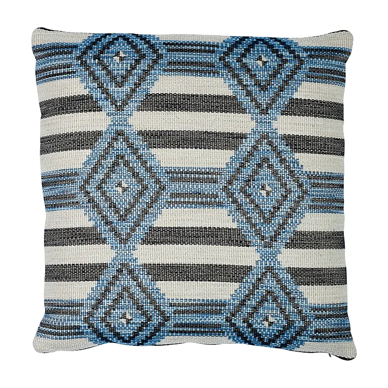 Schumacher Manta Performance Pillow in Blue & Black (SO7744206)