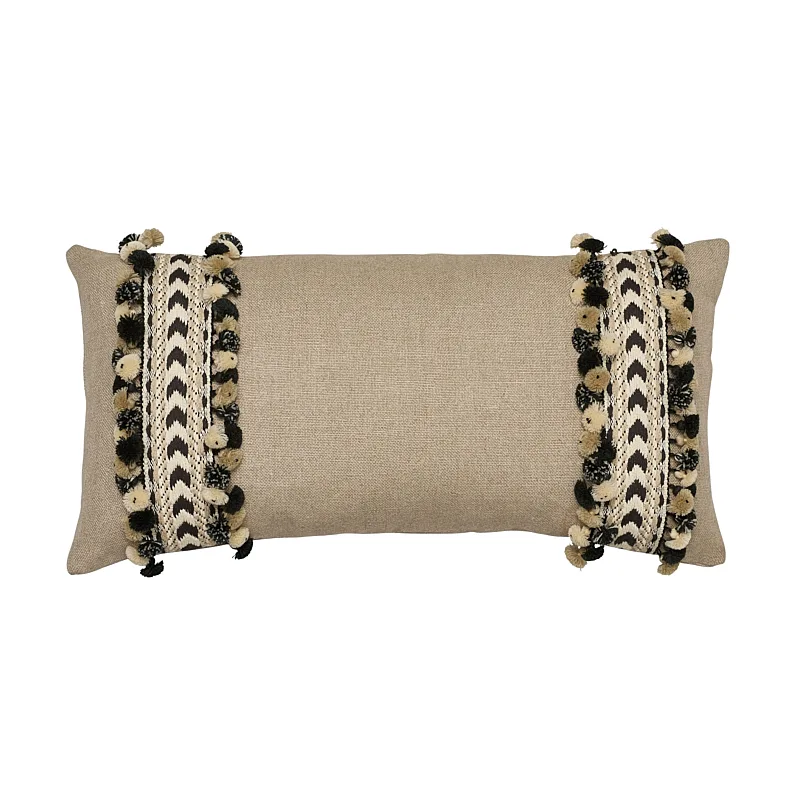 Schumacher Maracana Pom Pillow in Flax (SO7565218)
