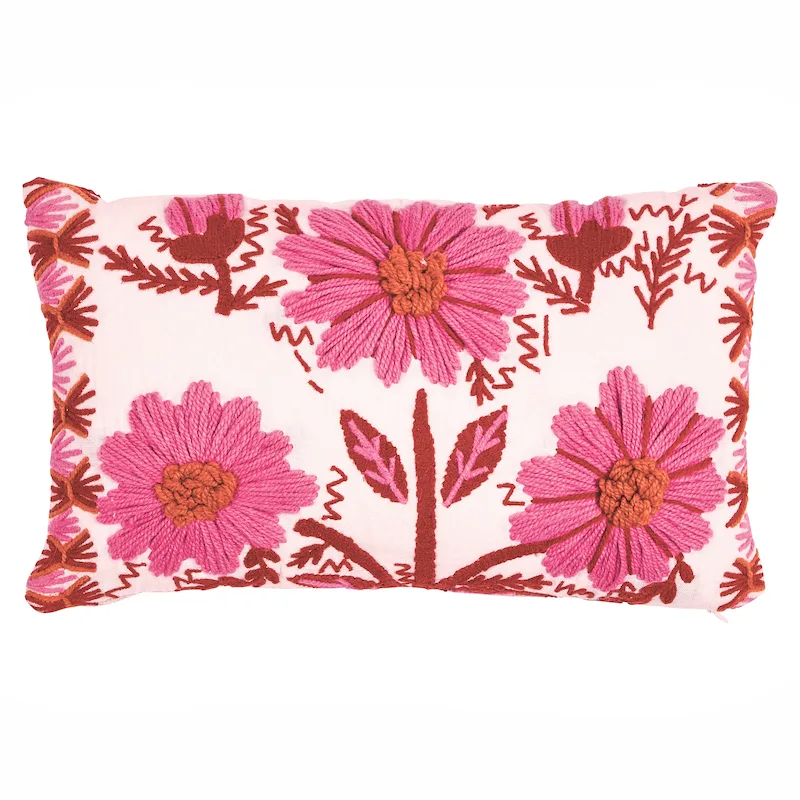 Schumacher Marguerite Embroidery Pillow a in Blossom (SO723310109)