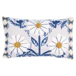 Schumacher Marguerite Embroidery Pillow a in Blue & Ochre (SO723320109)