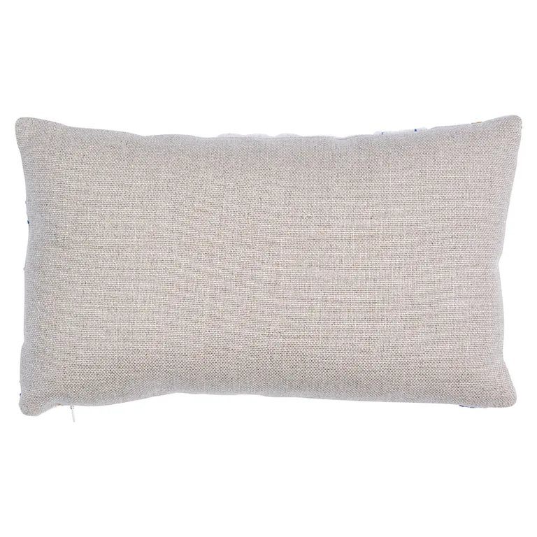Schumacher Marguerite Embroidery Pillow a in Blue & Ochre (SO723320109)